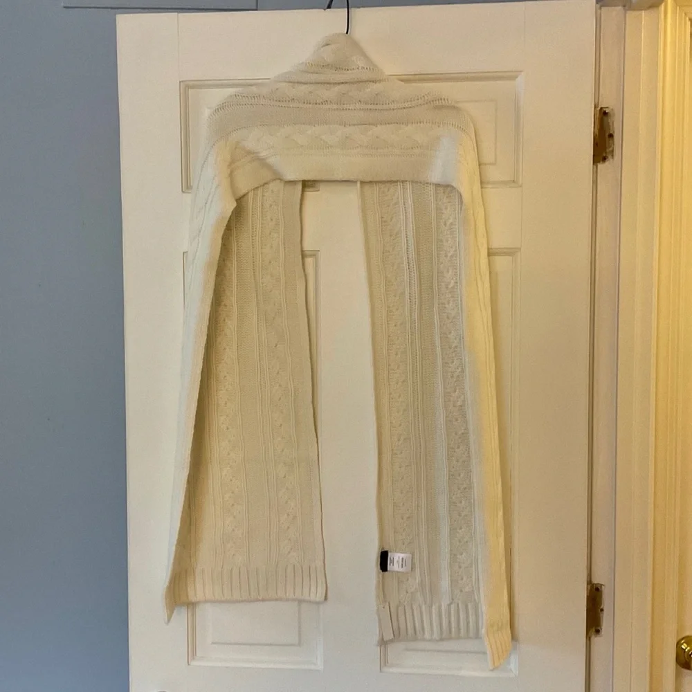 Madewell Chunky Cable-Stitch Scarf Winter White Ivory Knit‎ Wool Cashmere NWT